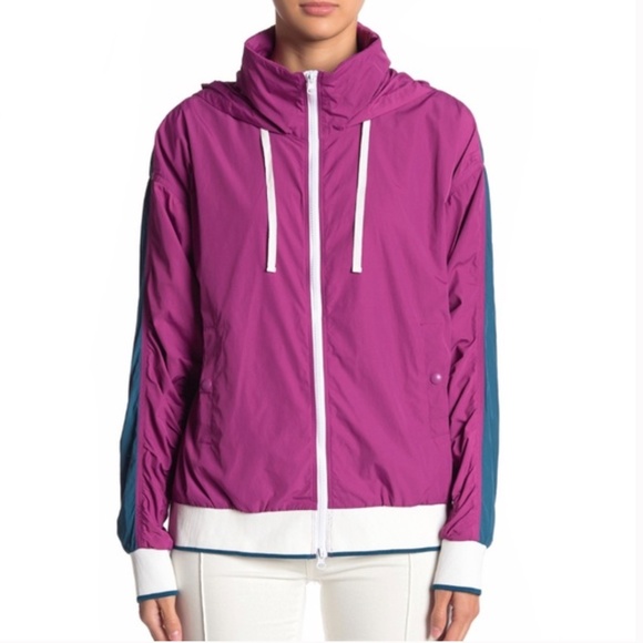 Free People NWT Colorblock Jacket Bosenberry XS Highline Hidden Hoodie Pockets - Picture 10 of 11